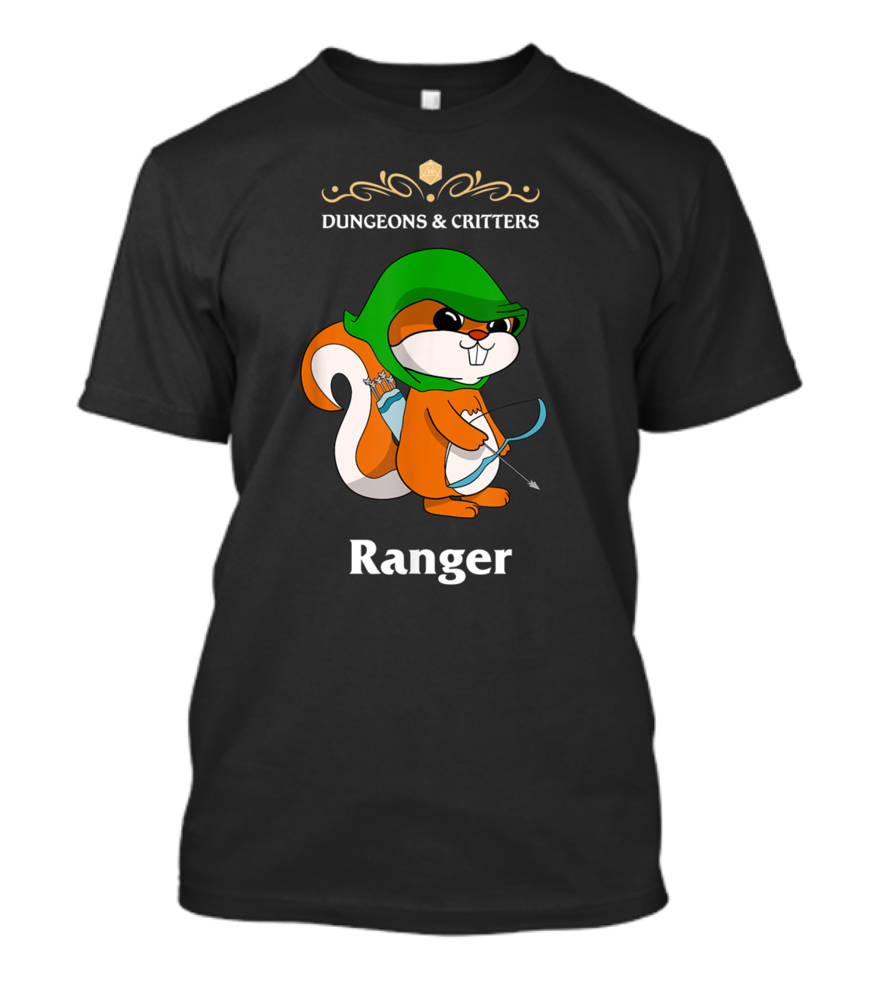 Dungeons And Critters Squirrel Ranger Bow And Arrows T-Shirt