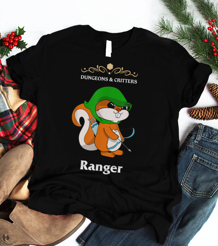 Dungeons And Critters Squirrel Ranger Bow And Arrows T-Shirt