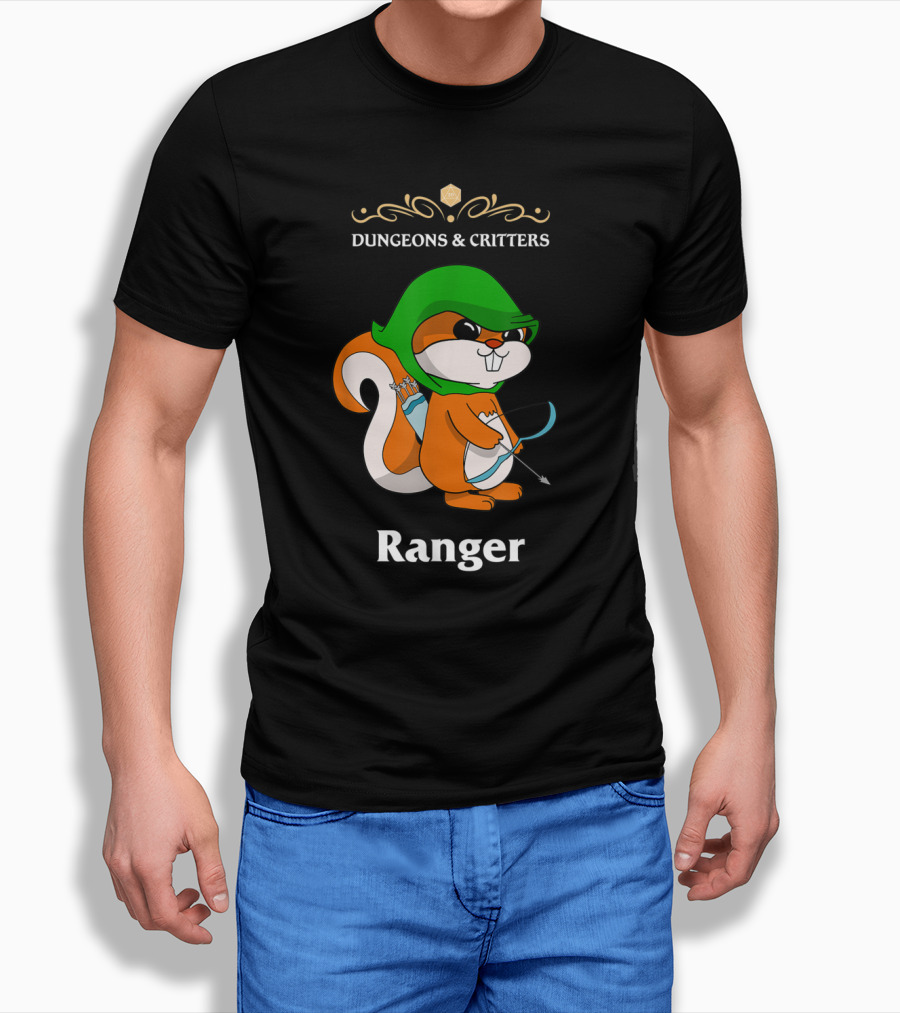 Dungeons And Critters Squirrel Ranger Bow And Arrows T-Shirt