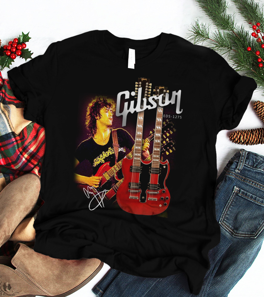 Gibson EDS-1275 Ajimmypage Signature Double Neck Guitar Music Scene T-Shirt
