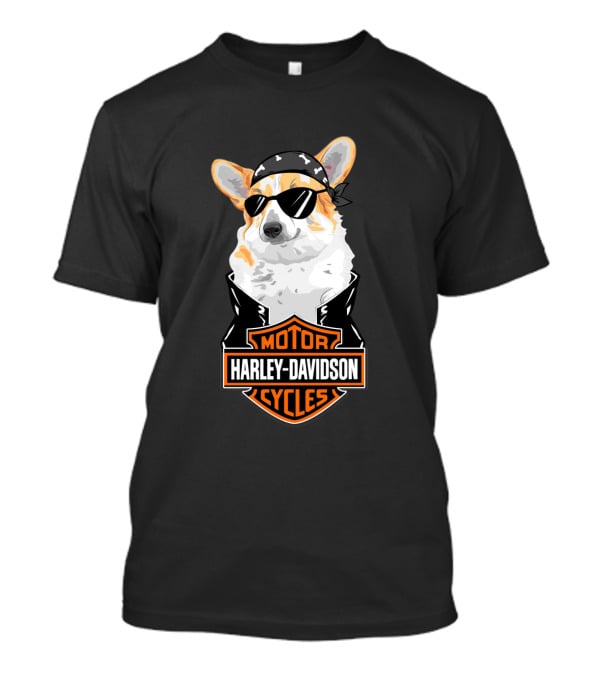 Harley Davidson Motor Cycles Corgi Biker T-Shirt