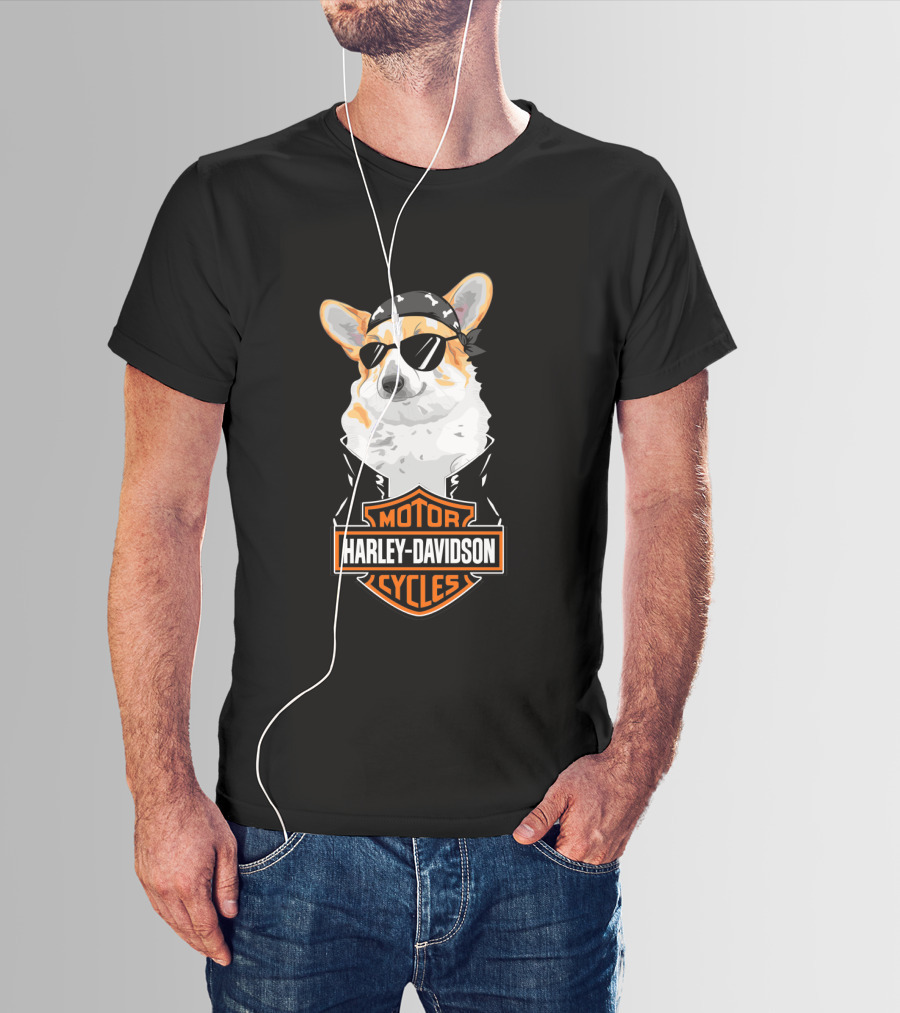 Harley Davidson Motor Cycles Corgi Biker T-Shirt