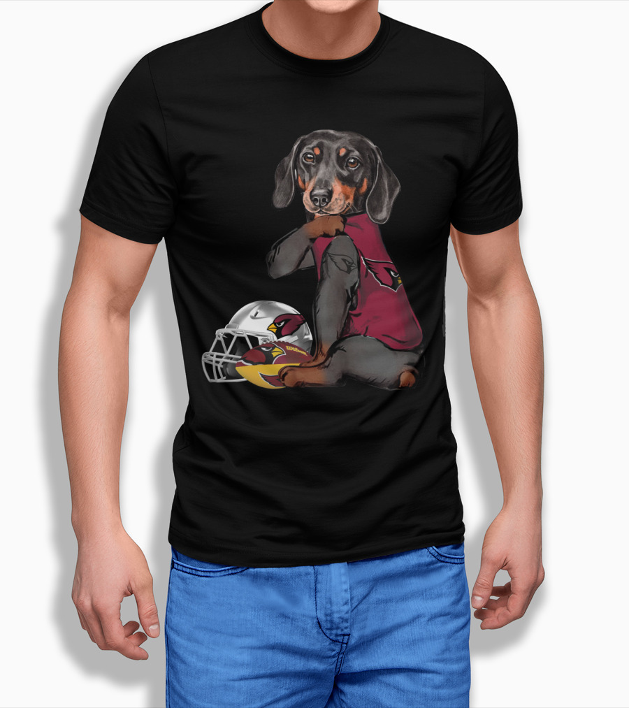 Arizona Cardinals Football Dachshund with Helmet and Ball T-Shirt