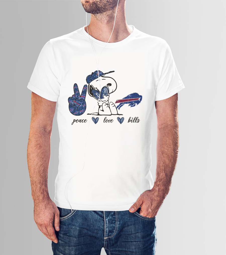 Peace Love Buffalo Bills Snoopy NFL Team Spirit T-Shirt