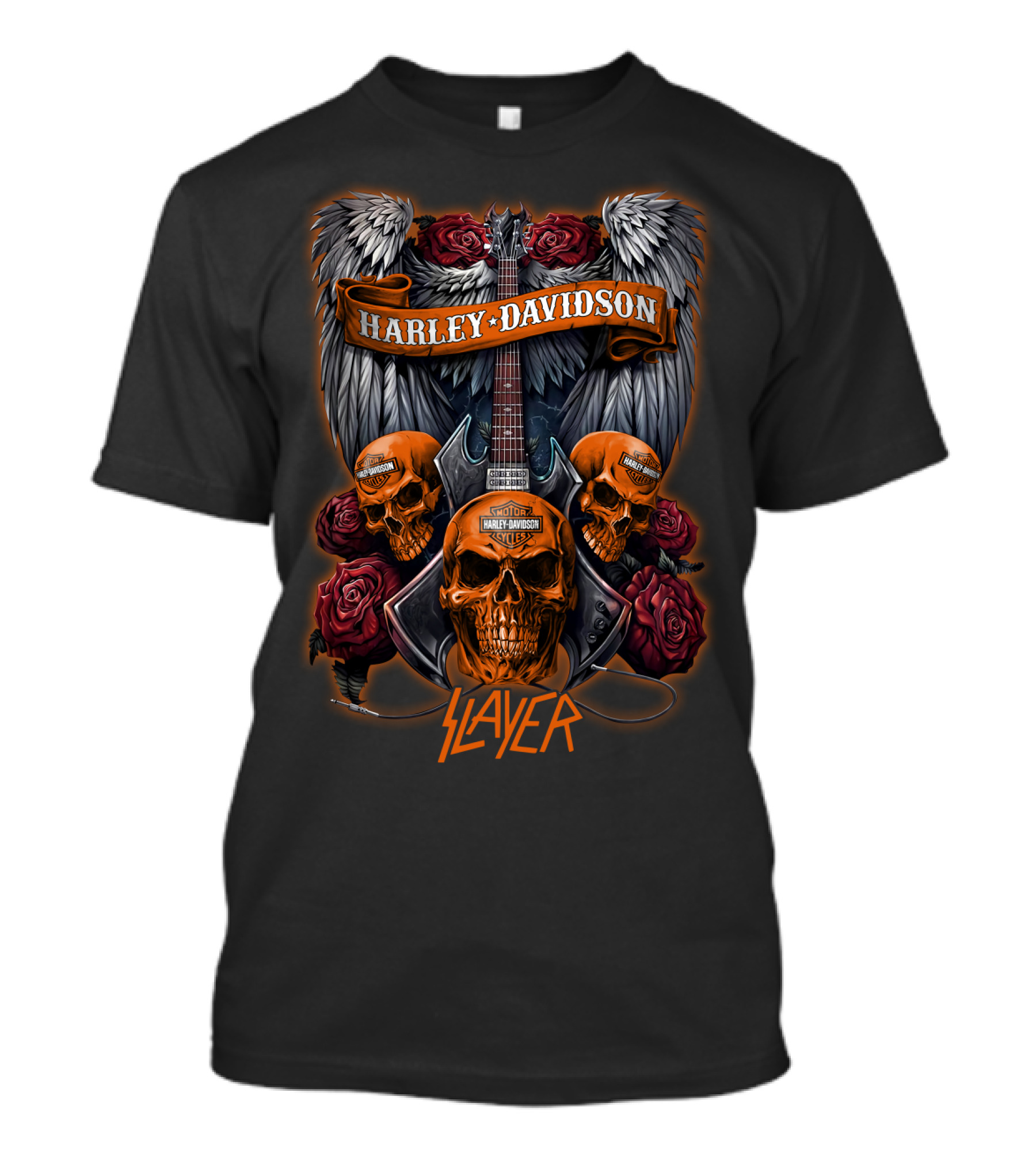 Harley Davidson Slayer Skull Guitar Wings 47Hd T-Shirt