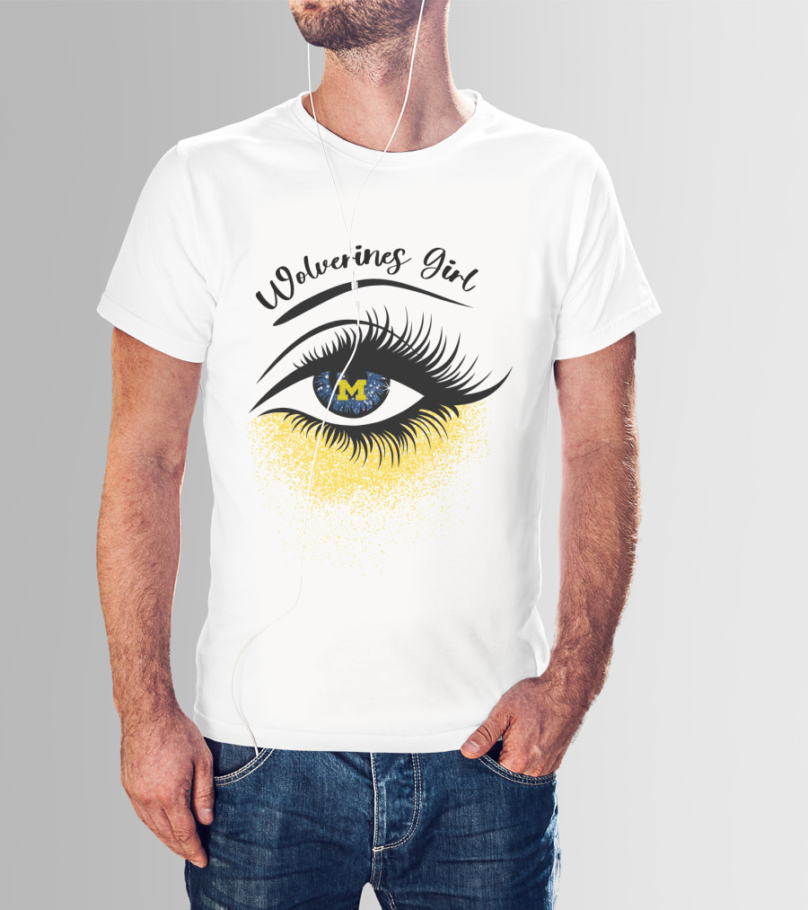 Wolverines Girl Michigan Eye With M Logo And Eyelashes T-Shirt
