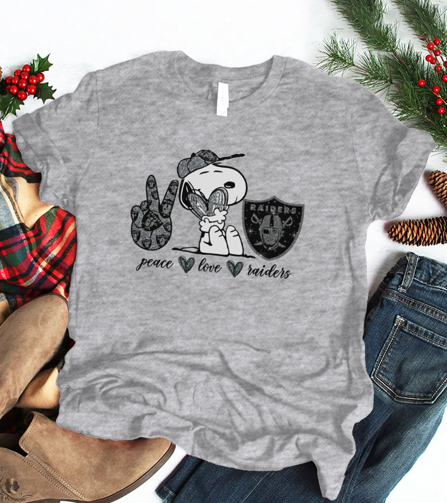 Peace Love Raiders Snoopy NFL Team T-Shirt