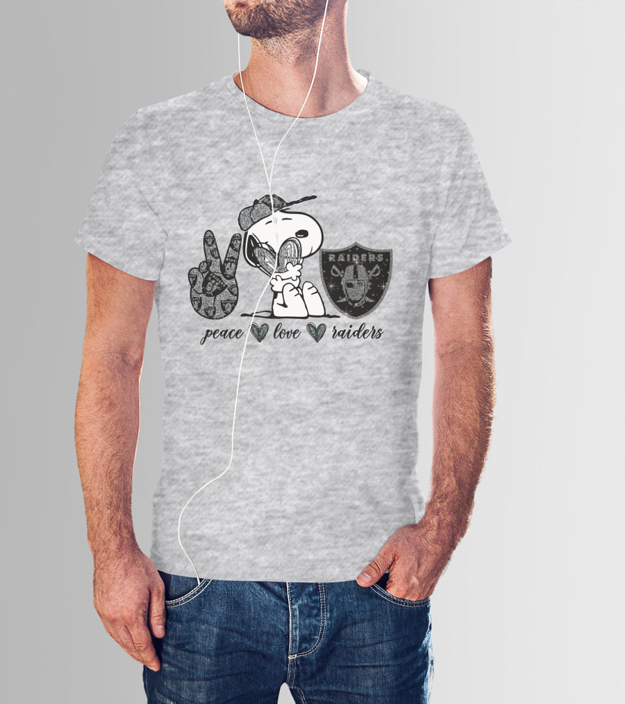 Peace Love Raiders Snoopy NFL Team T-Shirt
