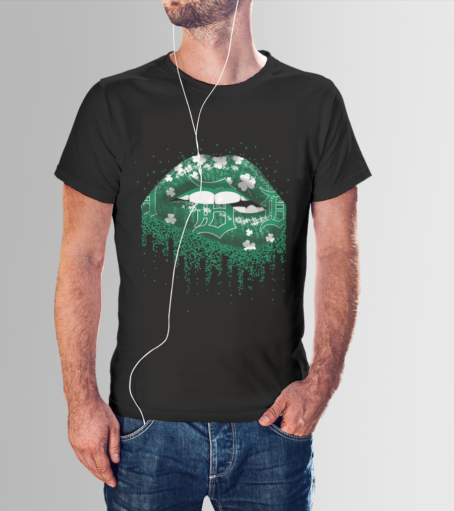 Detroit Tigers Green Lips Clover T-Shirt