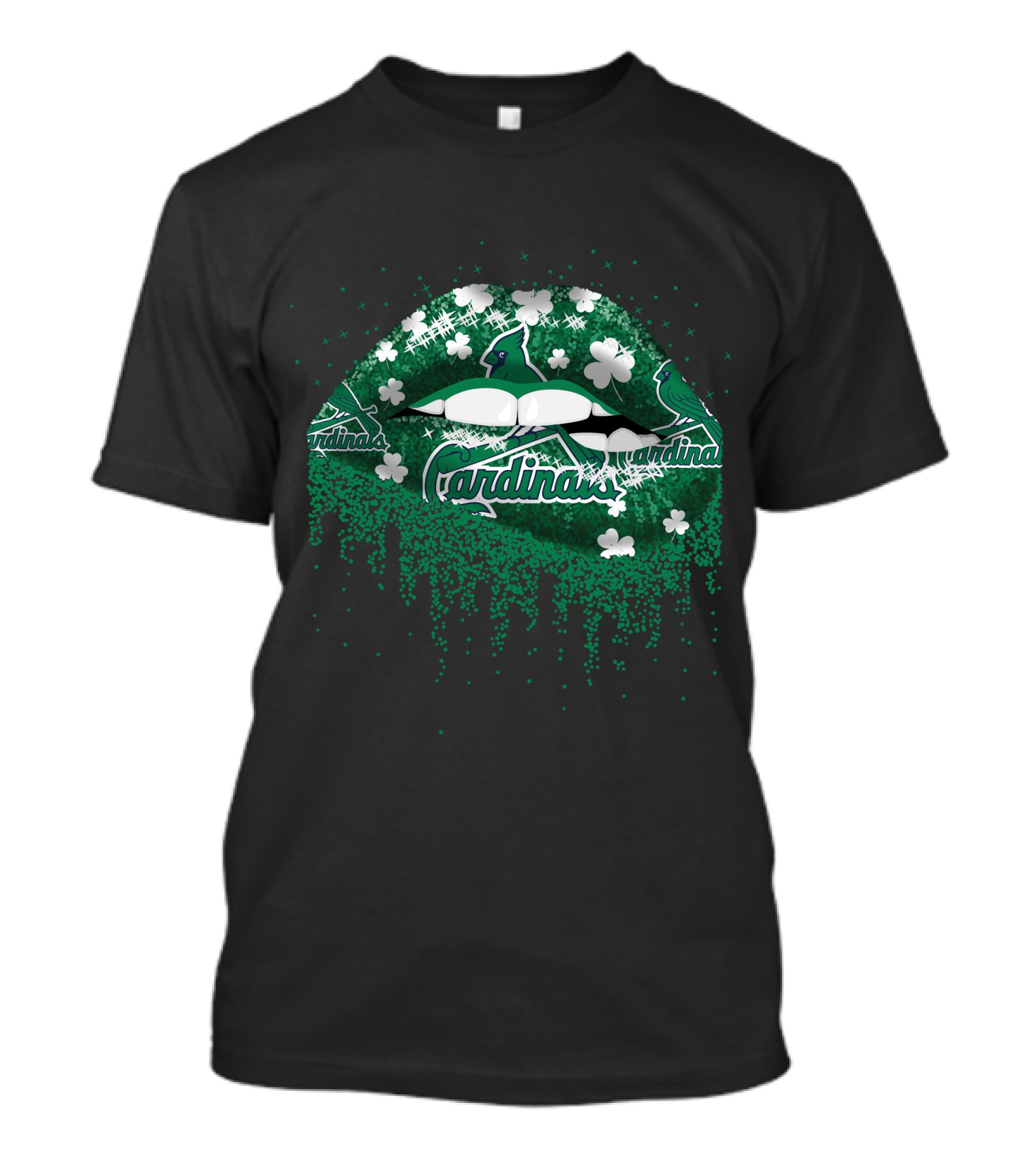 St Louis Cardinals Green Lips With Shamrocks T-Shirt