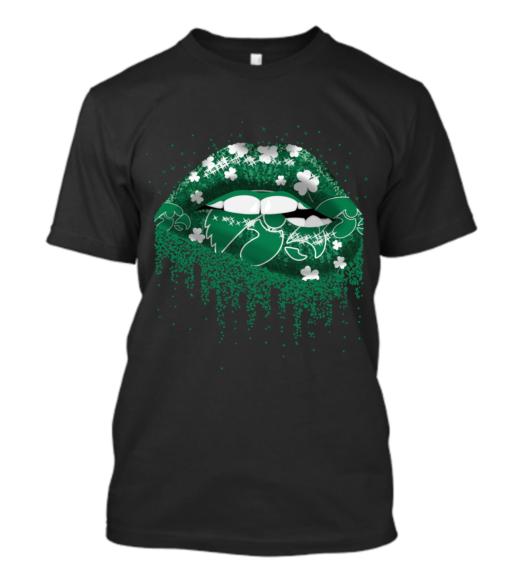 Iowa Hawkeyes St. Patrick's Day Green Lips With Shamrocks T-Shirt