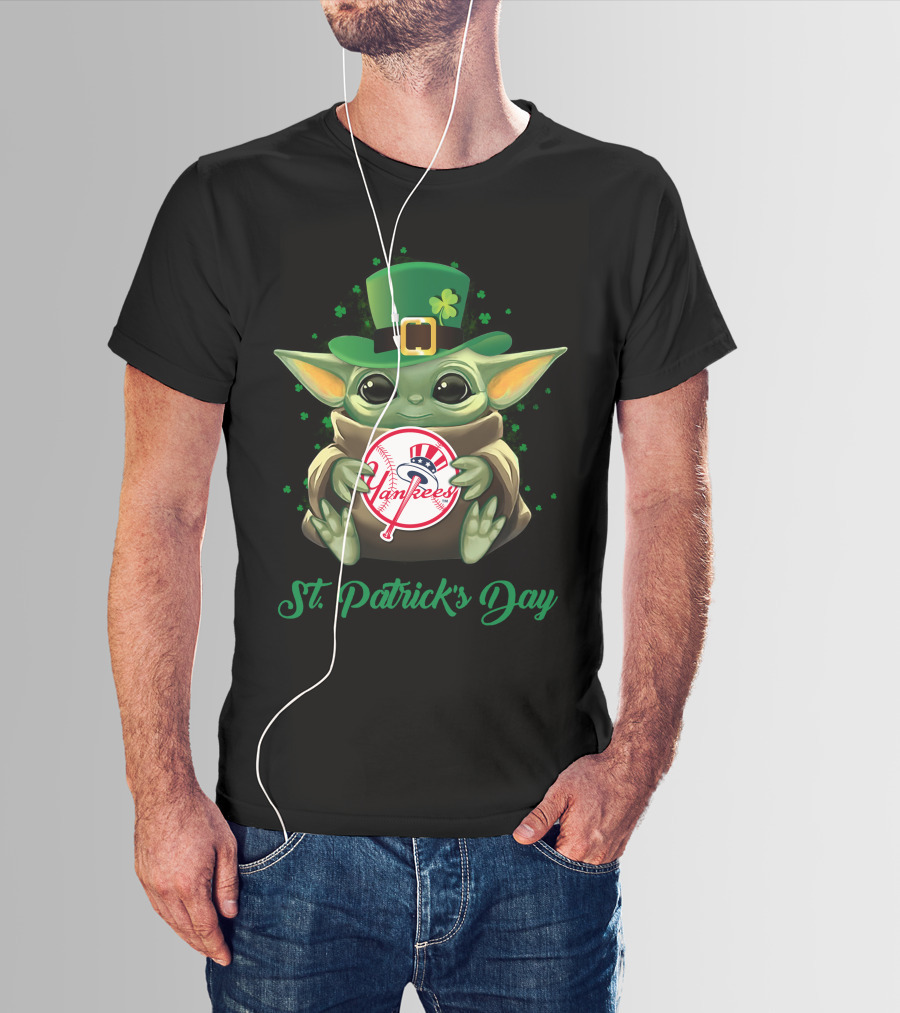 Yankees Baby Yoda St. Patrick's Day T-Shirt