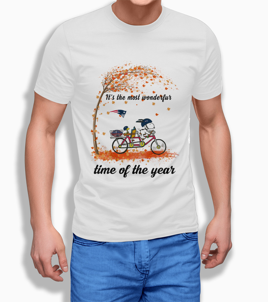 It's The Most Wonderful Time Of The Year New England Patriots Snoopy Autumn Cyclist T-Shirt