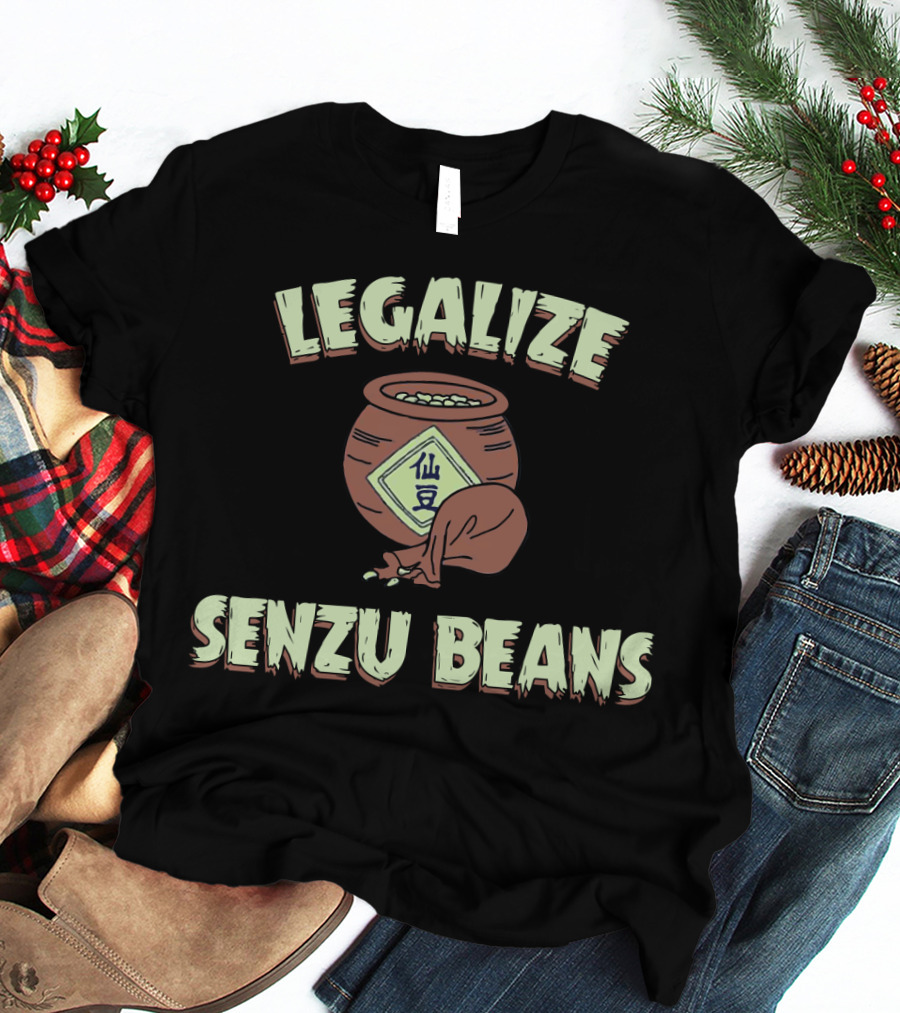 Legalize Senzu Beans Pot Icon With Japanese Kanji T-Shirt