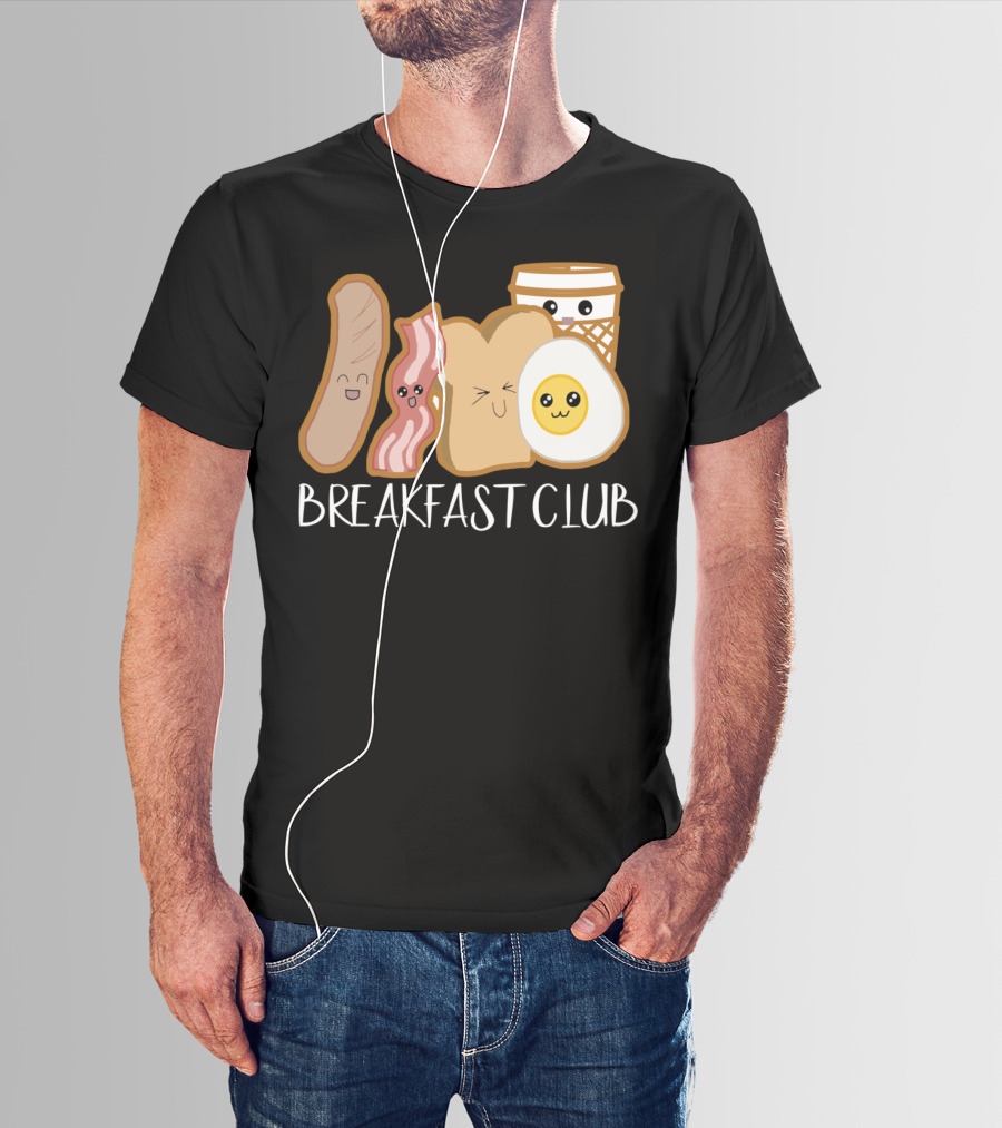 Kawaii Breakfast Club Funny Foodie Adorable Cartoon Food Faces T-Shirt