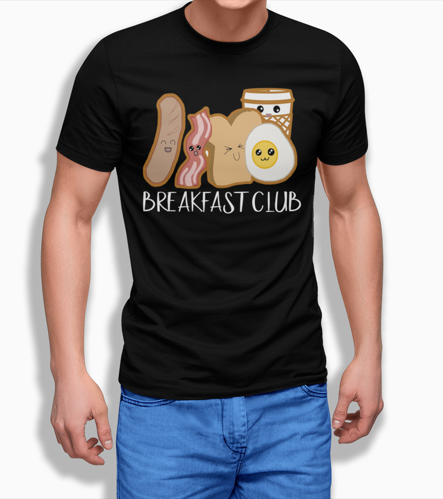 Kawaii Breakfast Club Funny Foodie Adorable Cartoon Food Faces T-Shirt