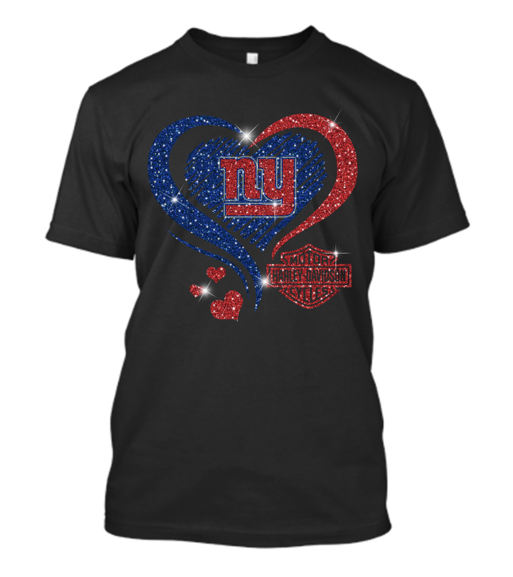 Ny Giants Heart Harley Davidson Motor Cycles T-Shirt