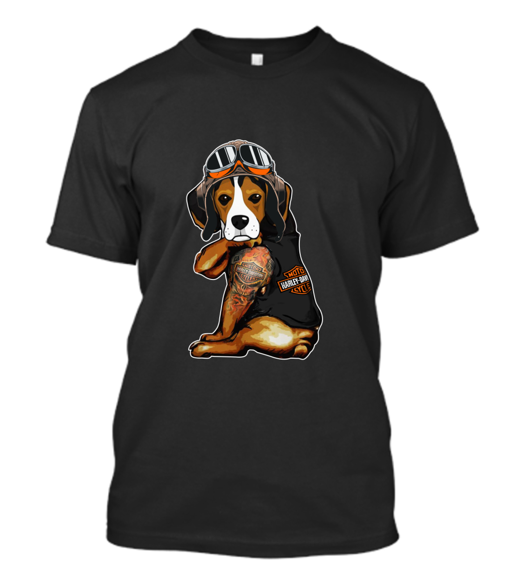 Harley Davidson Beagle With Goggles And Tattoo T-Shirt
