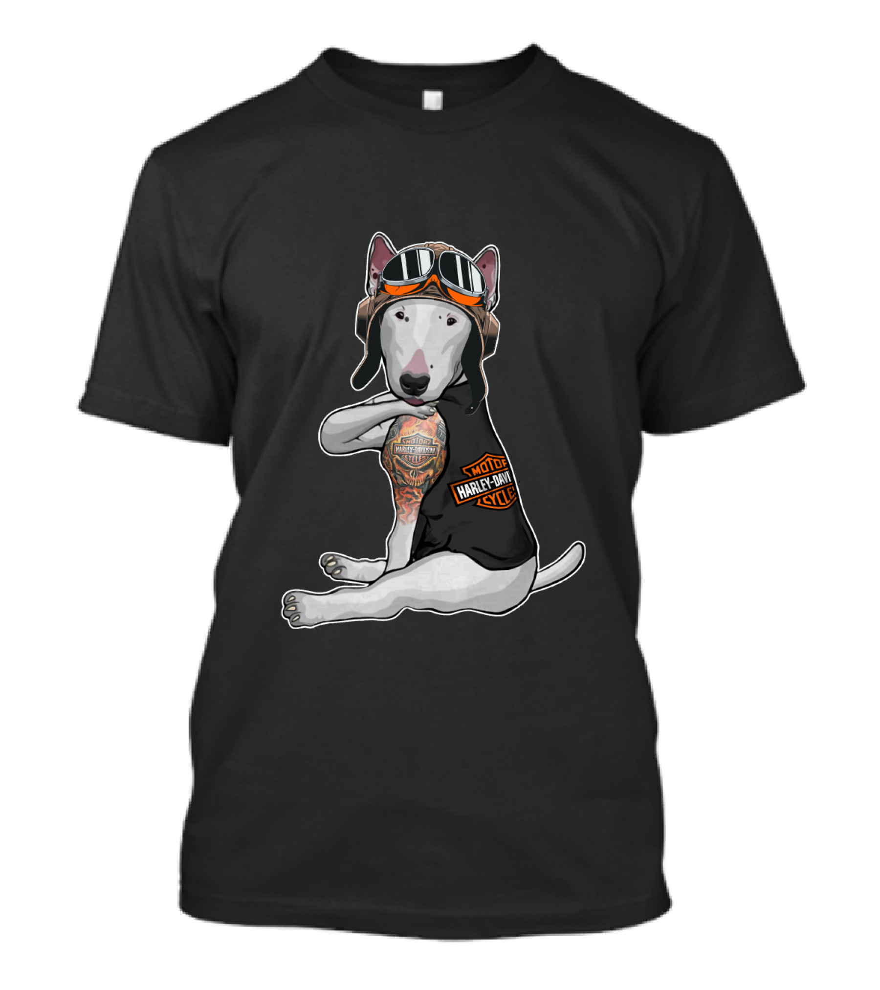 Bull Terrier Harley Davidson Style Tattoo T-Shirt