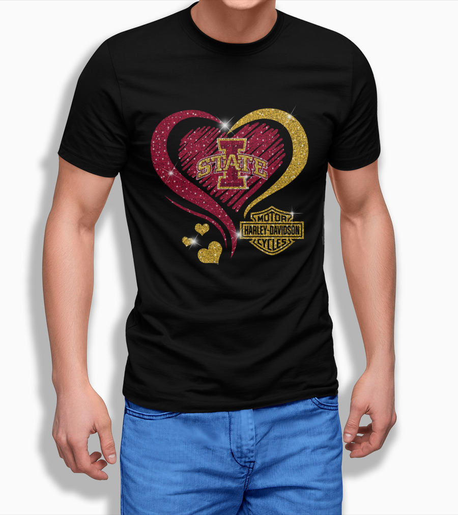 Iowa State Cyclones Heart Harley Davidson T-Shirt
