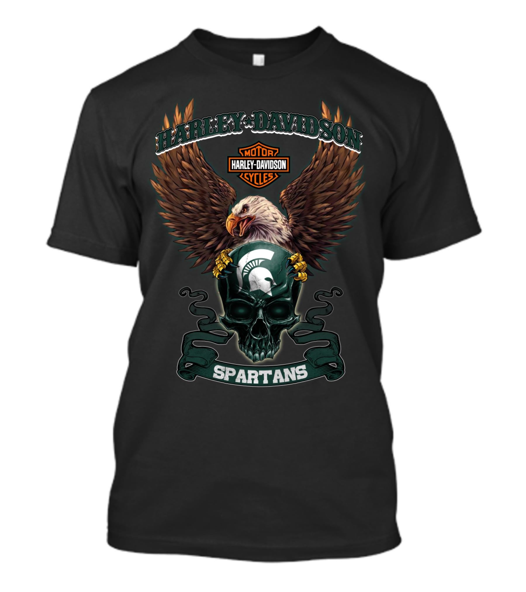 Harley Davidson Michigan State Spartans Eagle And Skull T-Shirt