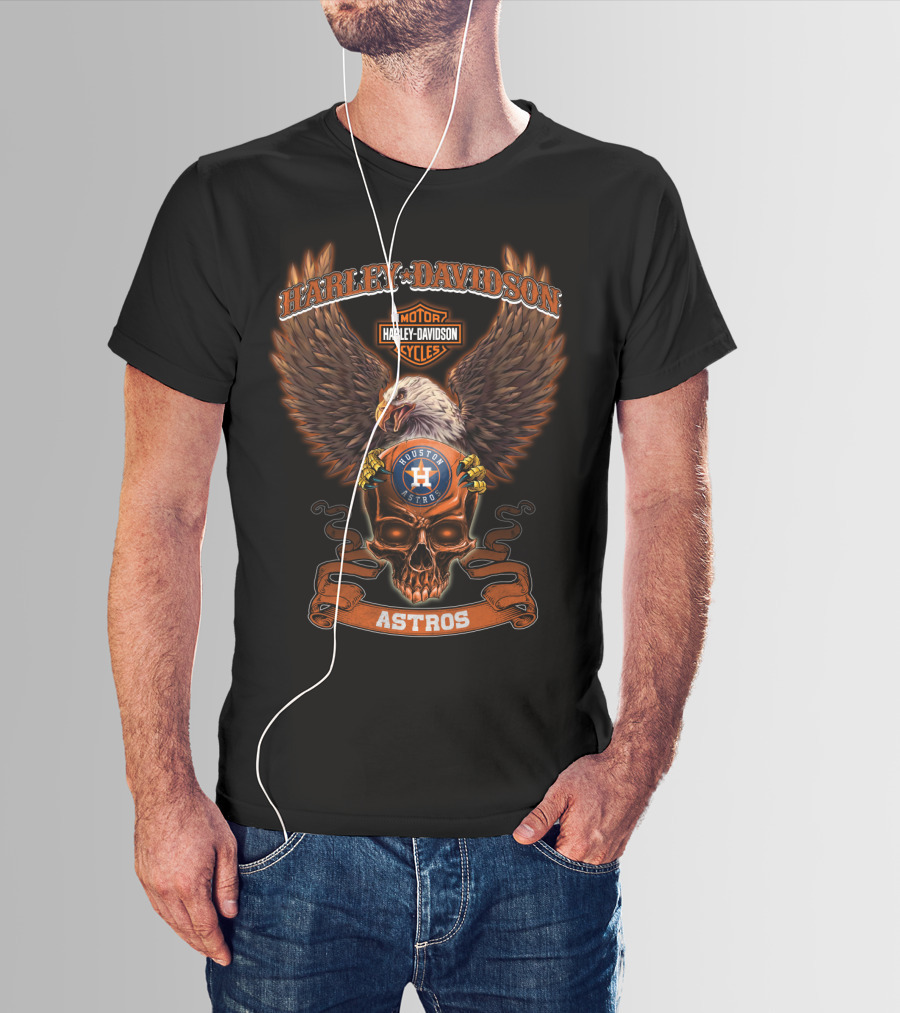 Harley Davidson Motor Cycles Eagle Houston Astros T-Shirt