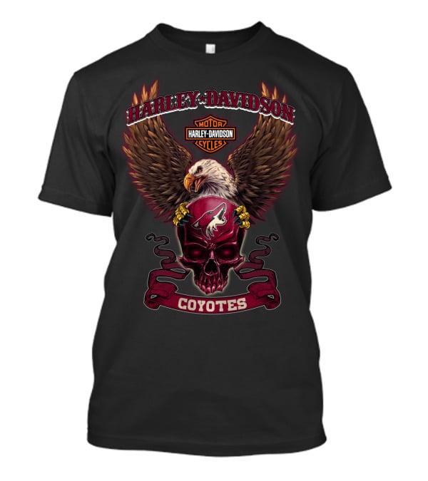 Harley Davidson Motorcycles Arizona Coyotes Bald Eagle Shield T-Shirt