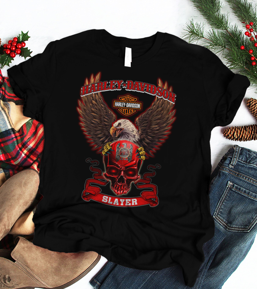 Harley Davidson Slayer Bald Eagle Skull T-Shirt