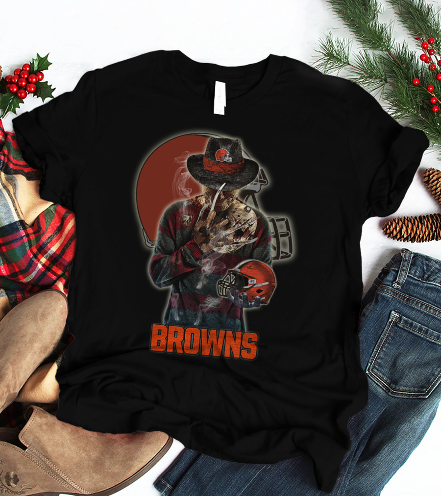 Browns Jason Voorhees Freddy Krueger Mashup Cleveland Helmet T-Shirt