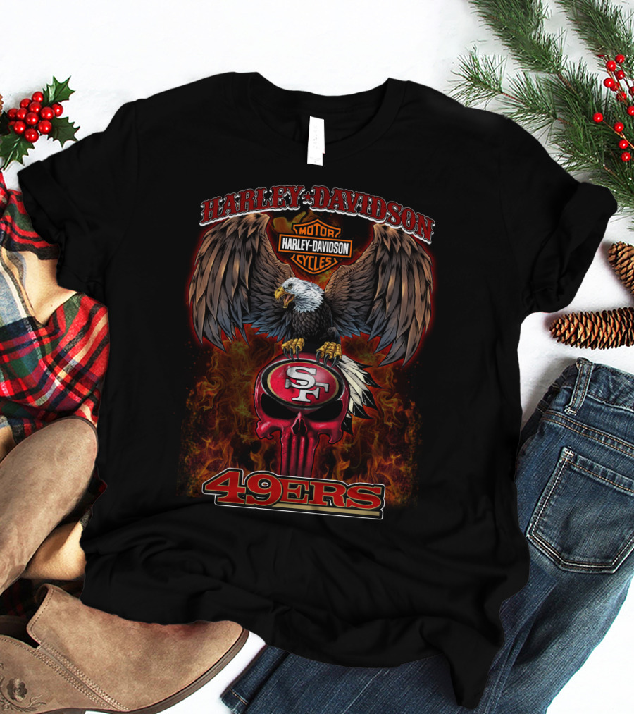 Harley Davidson Motor Cycles Eagle Sf 49ers T-Shirt
