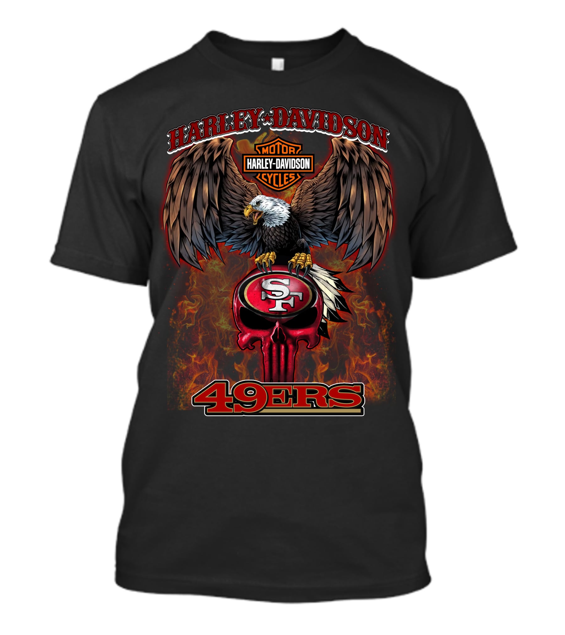 Harley Davidson Motor Cycles Eagle San Francisco 49ers Nfl T-Shirt