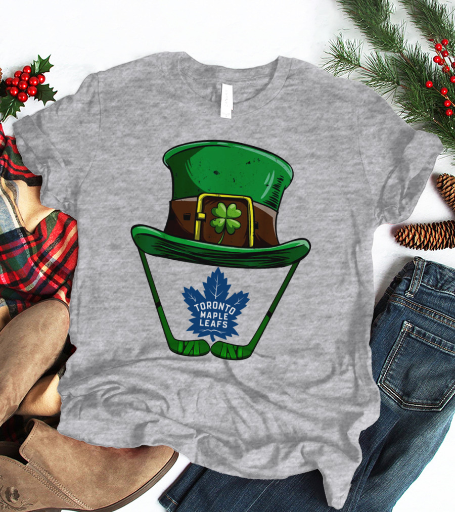 Toronto Maple Leafs St. Patrick's Day Hockey Hat And Clover T-Shirt