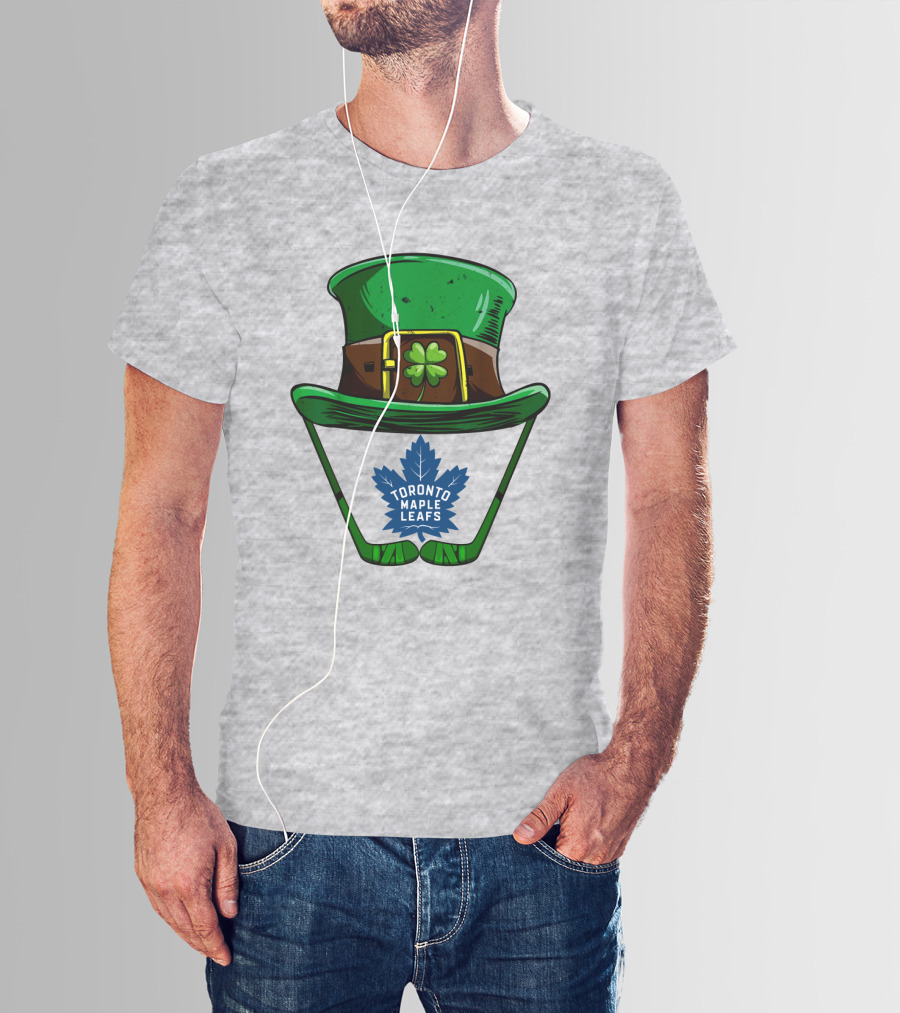Toronto Maple Leafs St. Patrick's Day Hockey Hat And Clover T-Shirt