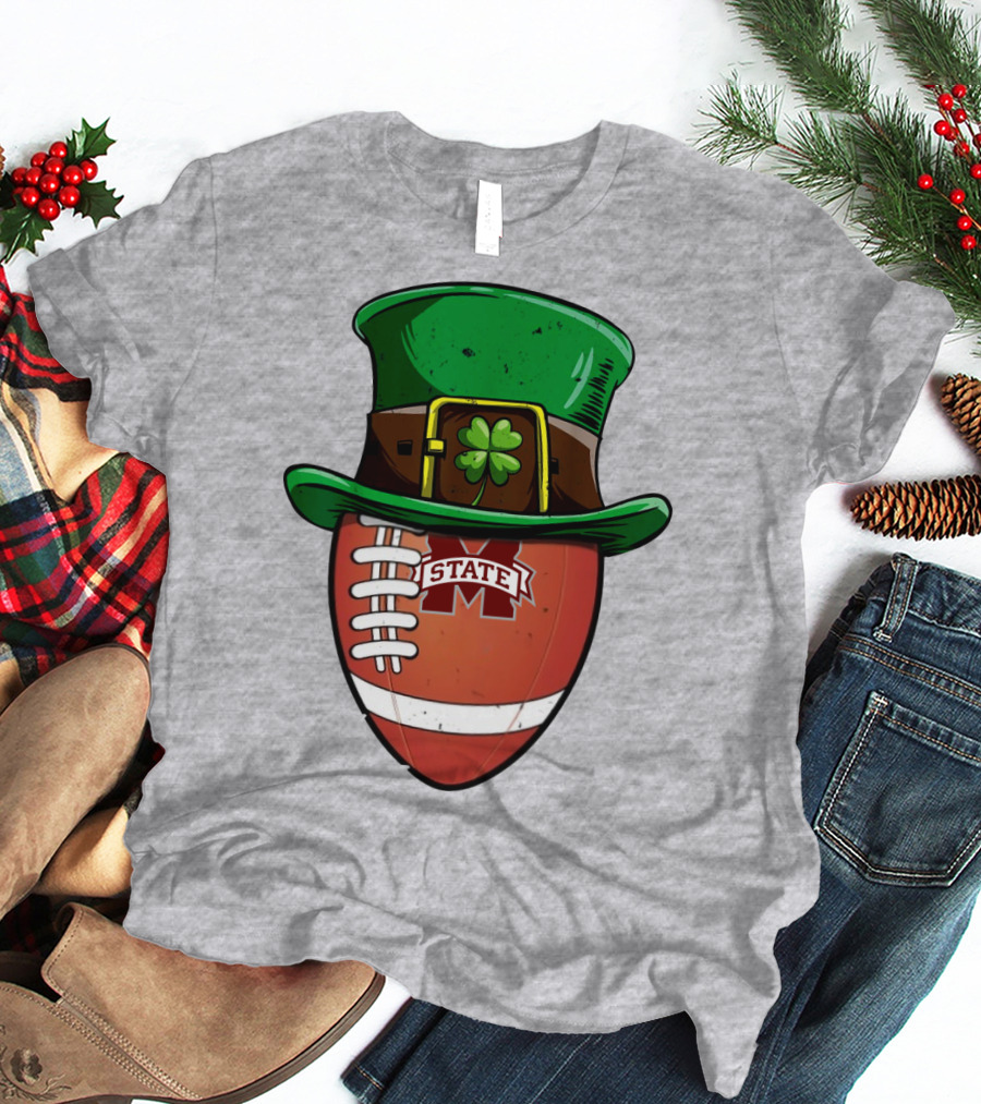 Mississippi State Bulldogs Football Leprechaun Hat Shamrock T-Shirt