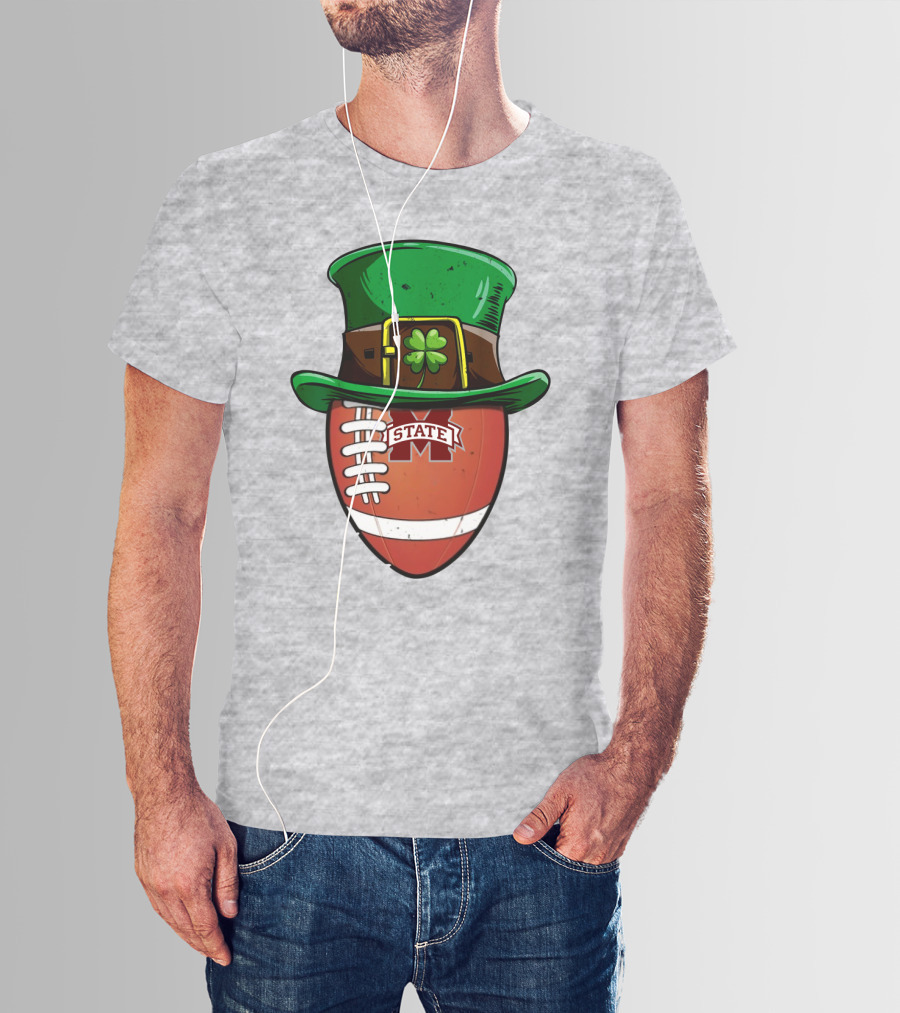 Mississippi State Bulldogs Football Leprechaun Hat Shamrock T-Shirt