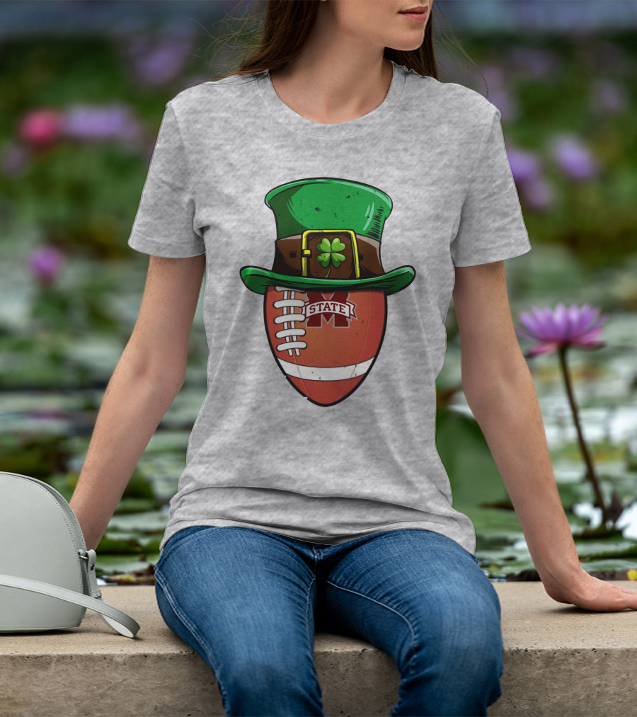 Mississippi State Bulldogs Football Leprechaun Hat Shamrock T-Shirt