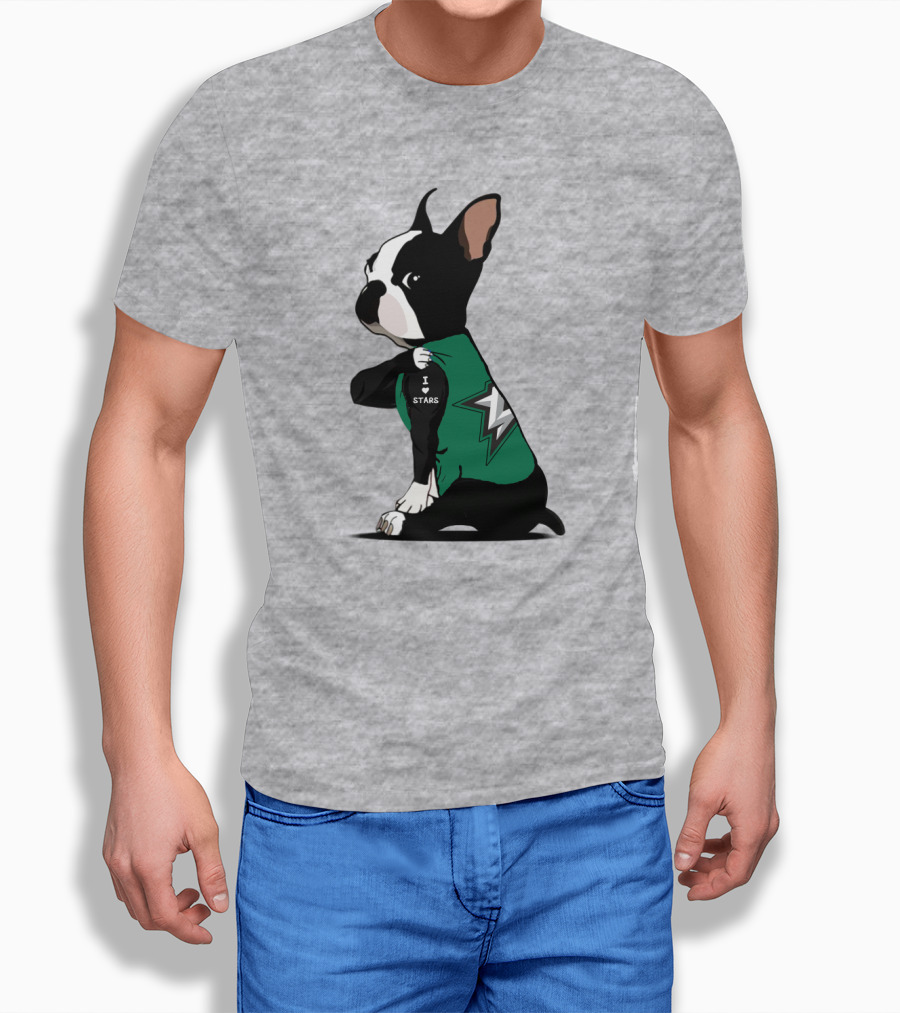 Dallas Stars Bulldog I Love Stars T-Shirt