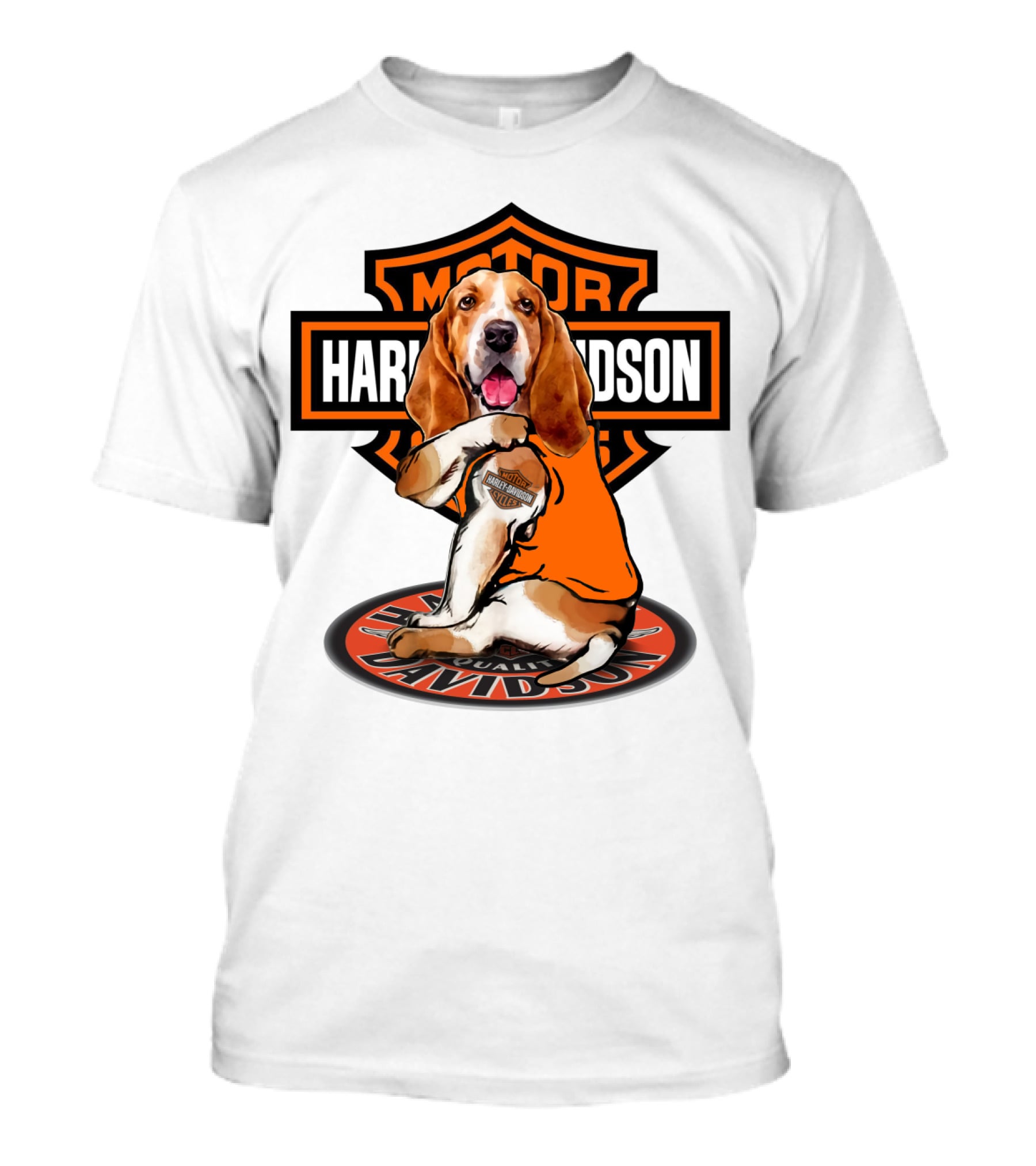 Harley Davidson Basset Hound Motor T-Shirt