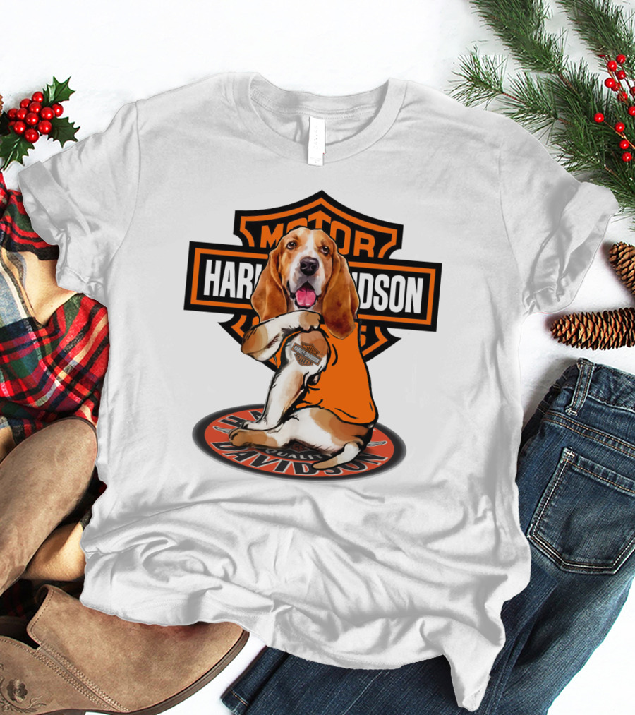 Harley Davidson Basset Hound Motor T-Shirt