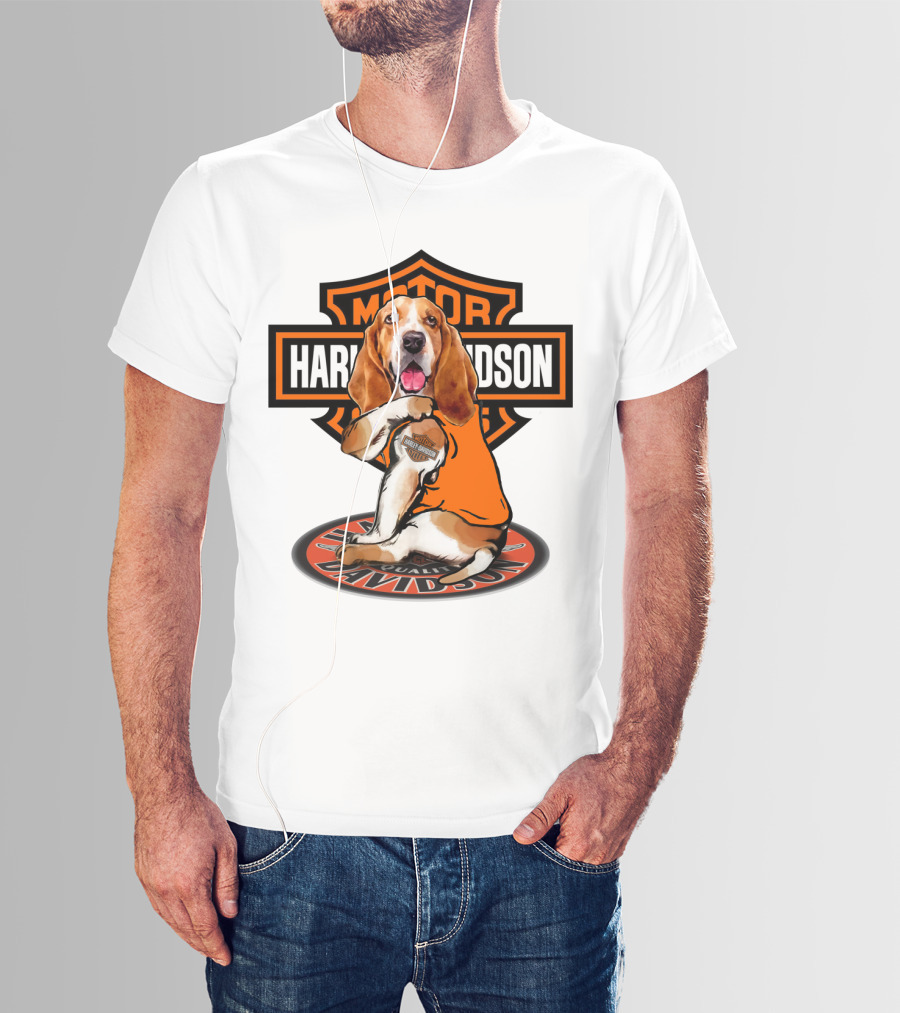 Harley Davidson Basset Hound Motor T-Shirt