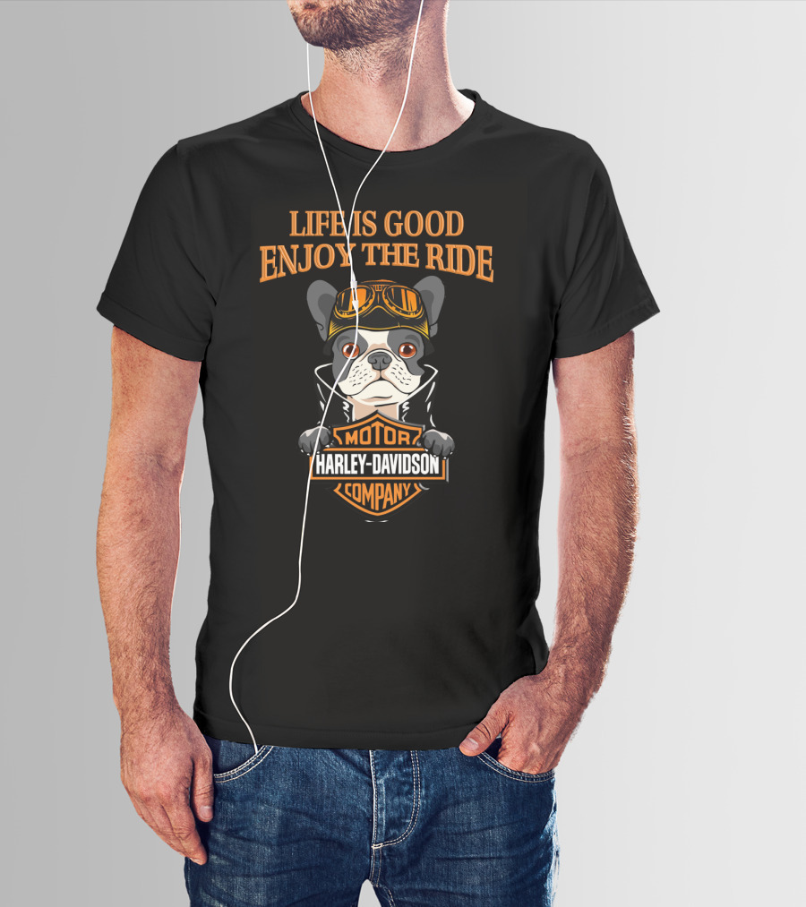 Life Is Good Enjoy The Ride Harley Davidson Motor Company French Bulldog T-Shirt