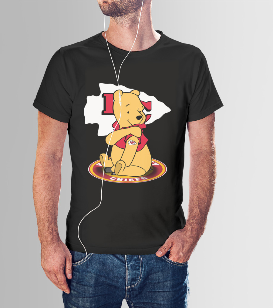 Pooh Character Chiefs KC Arrowhead Logo Circle T-Shirt