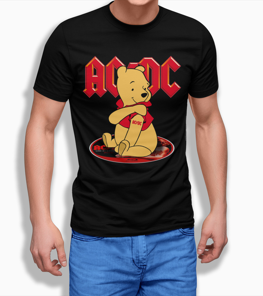 Acdc Pooh Bear Red Logo Crossover T-Shirt