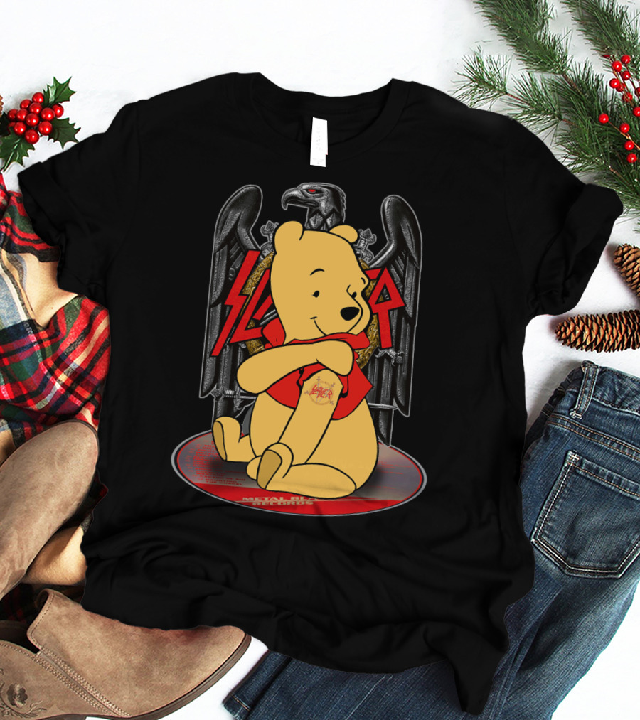 Pooh Slayer Winnie With Metal Eagle Emblem T-Shirt