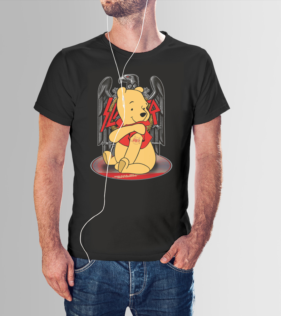 Pooh Slayer Winnie With Metal Eagle Emblem T-Shirt