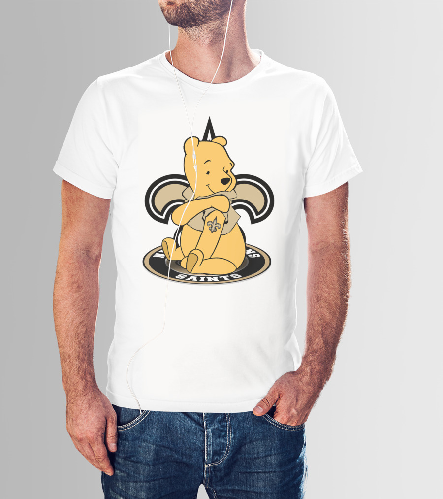 Winnie The Pooh New Orleans Saints Fleur-De-Lis Crossover T-Shirt
