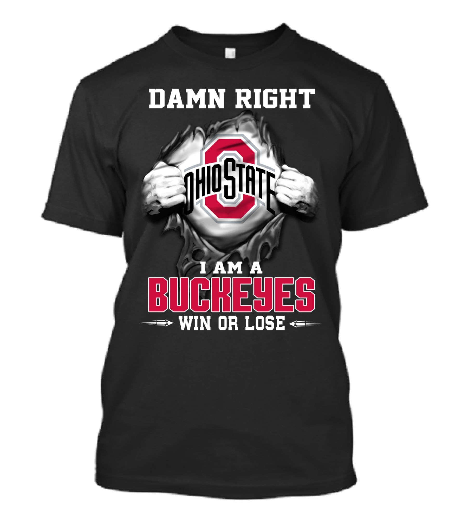 Damn Right Ohio State I Am A Buckeyes Win Or Lose T-Shirt