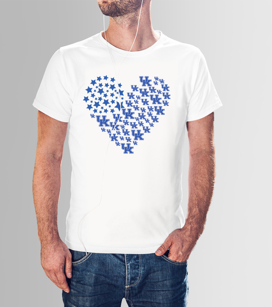 Kentucky Wildcats Heart Flag Stars Uk Ncaa T-Shirt