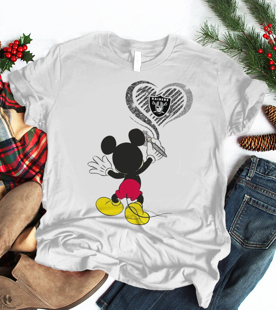 Mickey Drawing Raiders Heart 23-Oakland Raiders T-Shirt