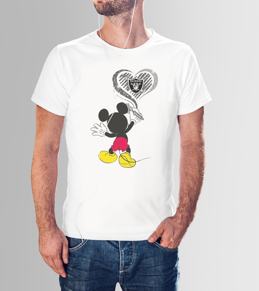 Mickey Drawing Raiders Heart 23-Oakland Raiders T-Shirt
